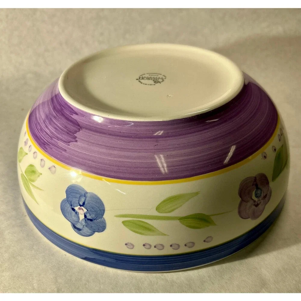 9 inch Gibson Stoneware Bowl with Violets - Picture 1 of 6